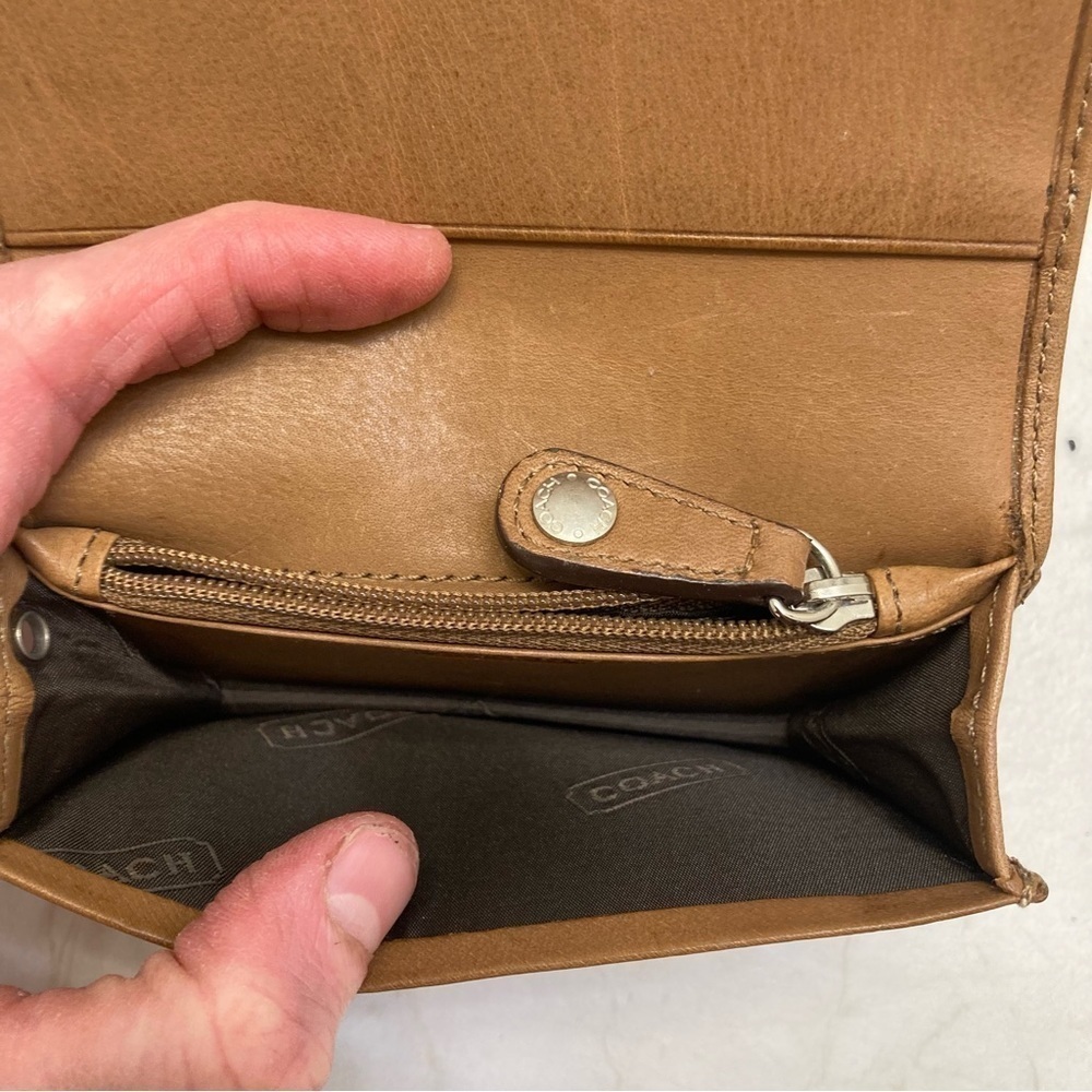 Coach vintage tan leather key ring card holder mini wallet - Picture 5 of 6